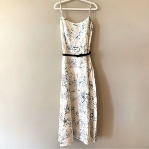 EUC Jessica Howard Petite Sz 8 ivory belted midi dress, European theme